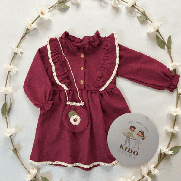 Bordowa Sukienka + Torebeczka