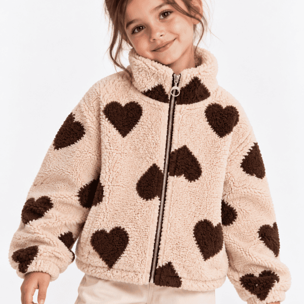 Bluza sherpa ze stójką Beige Love